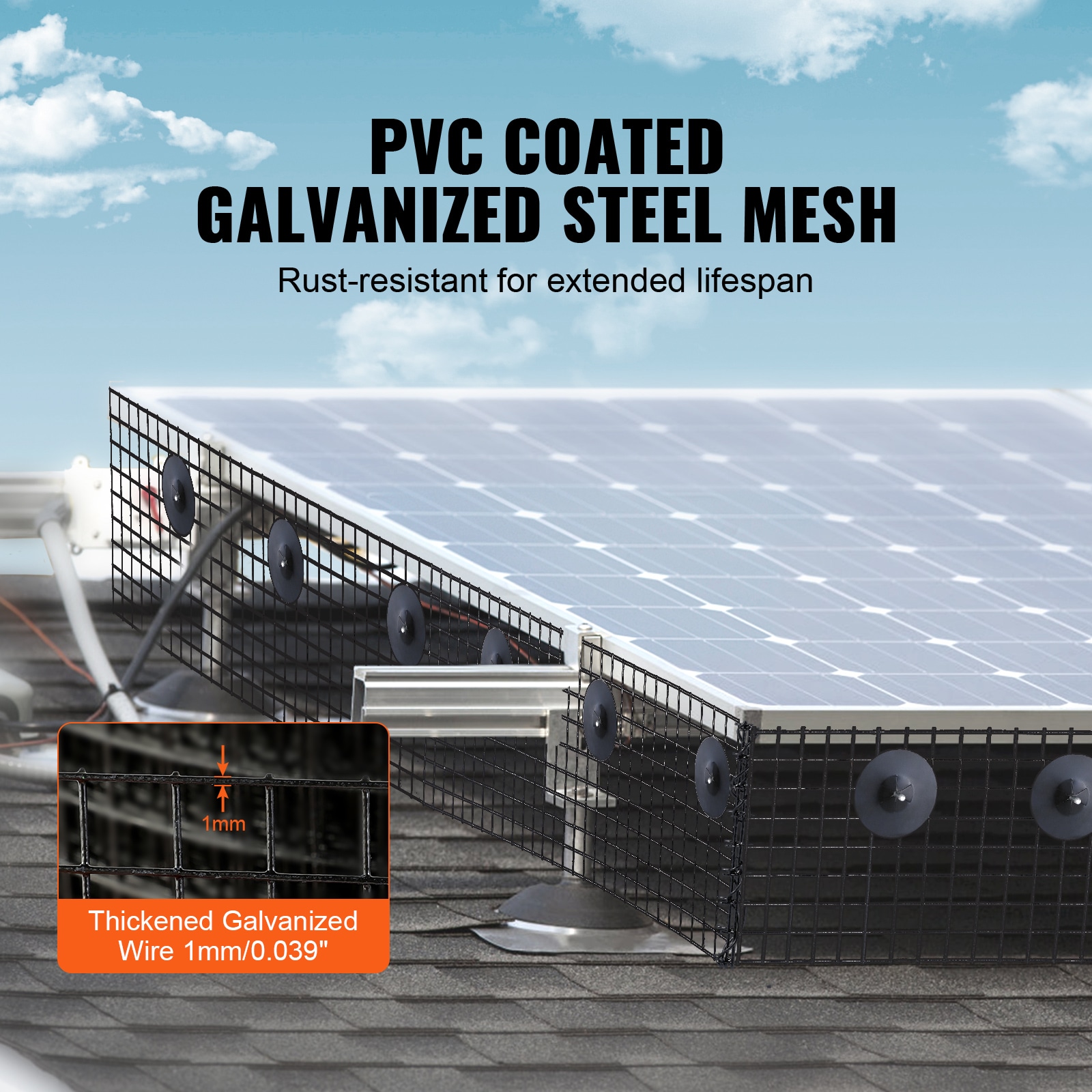Solar Panel Bird Guard Kit Rust-proof Pvc Coated Wire Mesh Roll_voghion.com